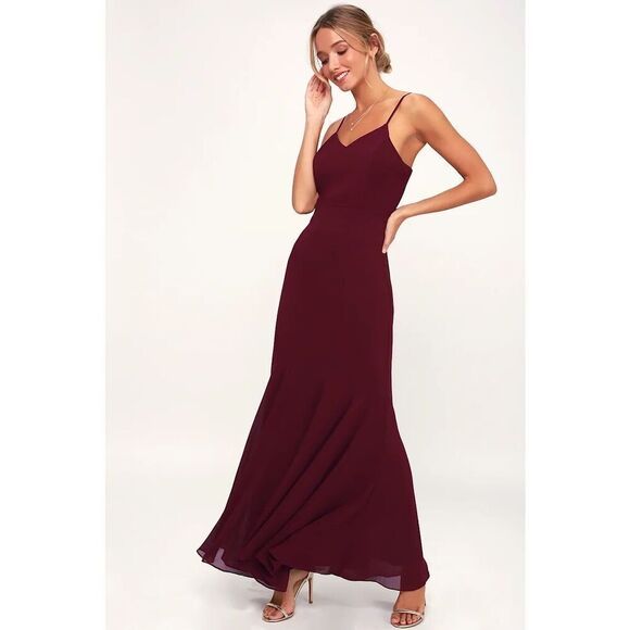 Lulus We Belong Together Burgundy Maxi Dress Size XL New - Picture 1 of 15